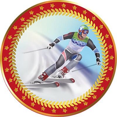 Акриловая эмблема Лыжный спорт 25 мм 1399-025-117