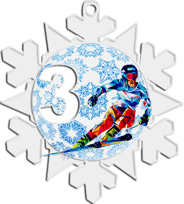 Акриловая медаль Горные лыжи 1,2,3 место 1784-002-003