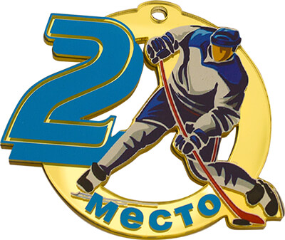 Акриловая медаль хоккей 2 место 1779-000-002